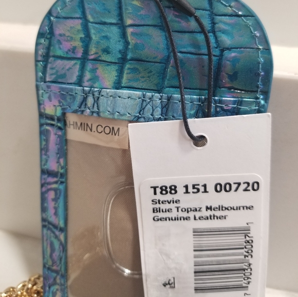 SOLD! NWT!Brahmin Stevie Blue Topaz Croc Embossed Leather ID Card Case Lanyard - Picture 7 of 15